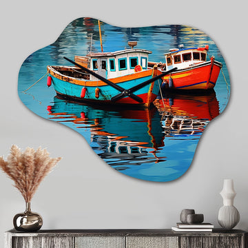 Fishing Boat Melodies II - Asymmetric Metal Wall Clock